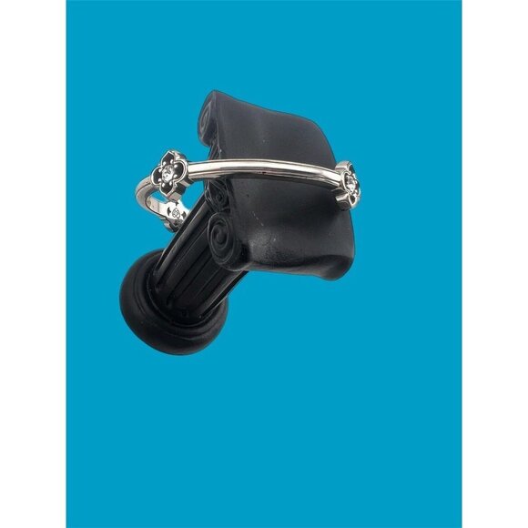 Brighton TOLEDO Silver Bangle Bracelet 4 Crystals Stations. Brighton Pouch - Picture 4 of 5